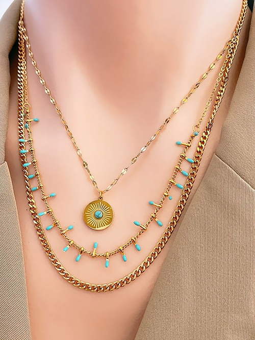 Multi layered gold necklace online