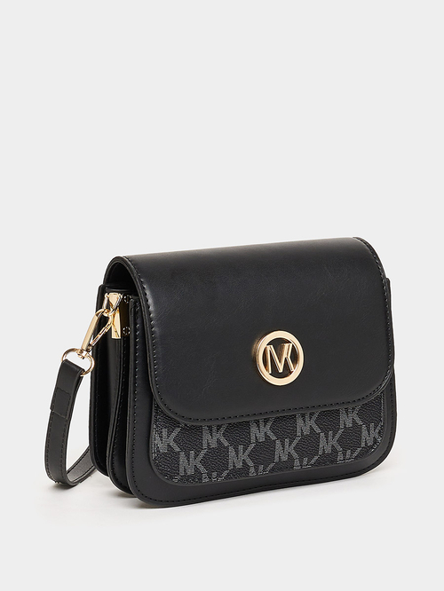 Buy Monogram Print Crossbody Bag Black For Women Styli UAE