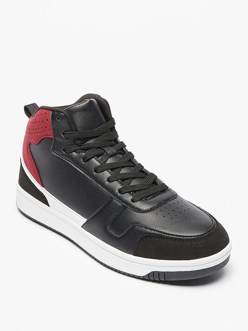Buy High Cut Sneakers with Panel Detail Black For Men Styli Saudi
