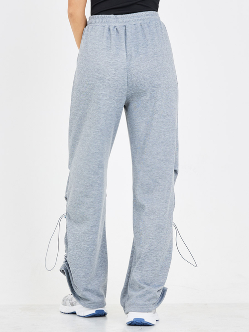 Buy Embroidered Relaxed Fit Jogger with Ruched Detail Grey For Women Styli Saudi