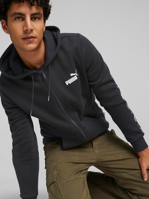 Buy Essential Tape Full Zip Hoodie Black For Men Styli Saudi