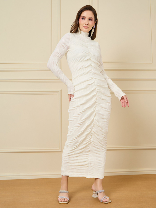 Long white bodycon maxi dress sale