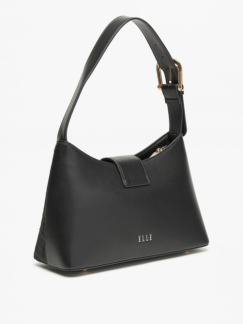 Buy Monogram Embroidered Shoulder Bag Black For Women Styli UAE