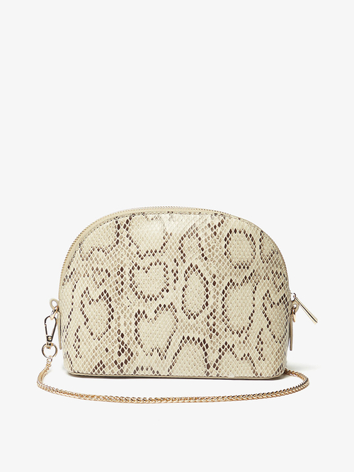 Buy Snakeskin Print Crossbody Bag with Chain Strap Beige For Women Styli Saudi
