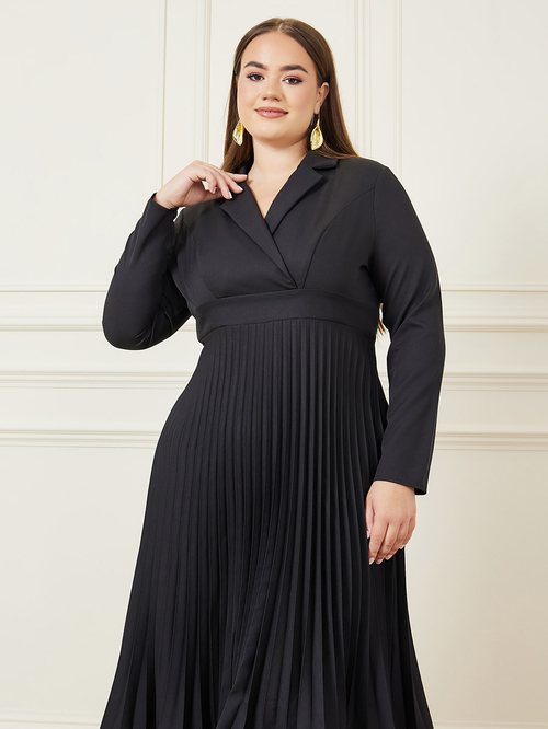 Plus size accordion pleated dress clearance