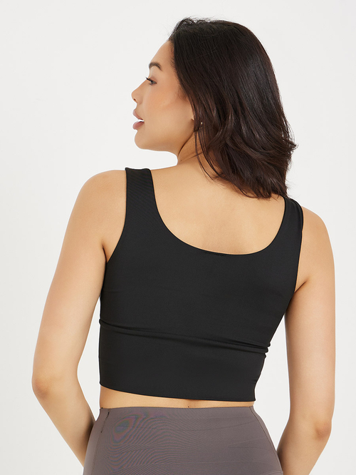Buy Front Zip Extra Broad Underband Longline Firm Support Sports Bra Black For Women Styli UAE