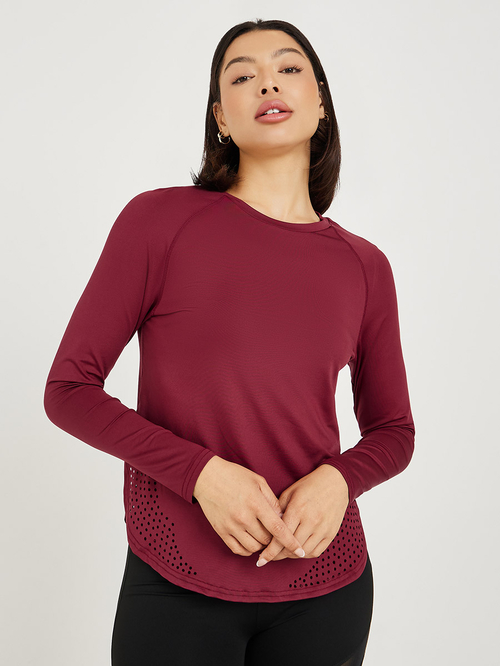 Curved hem long sleeve shop