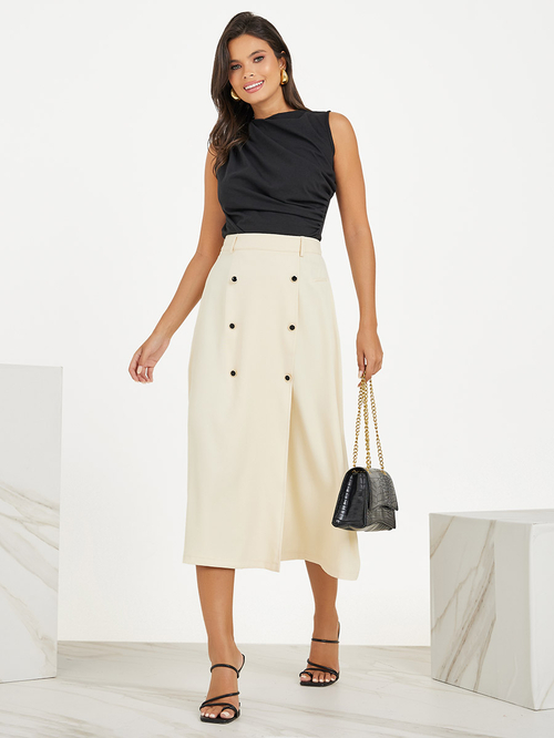 Wrap front midi skirt cheap