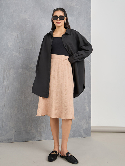 Knit midi skirt beige online