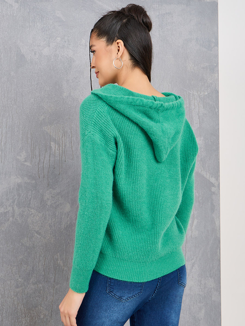 Green hooded cardigan store