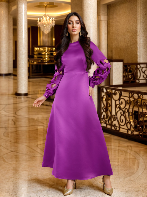 Long sleeve purple maxi dress deals