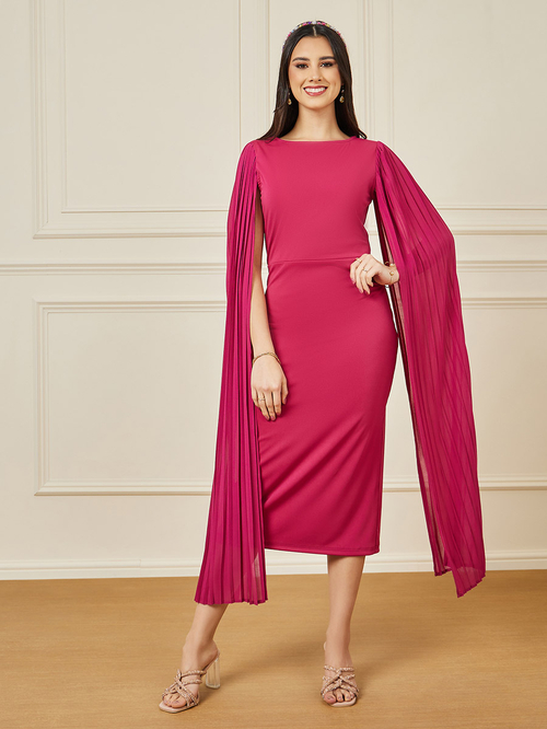 Cape sleeve bodycon midi dress outlet