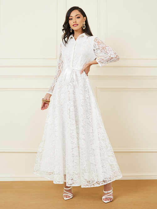 White lace detail dress top