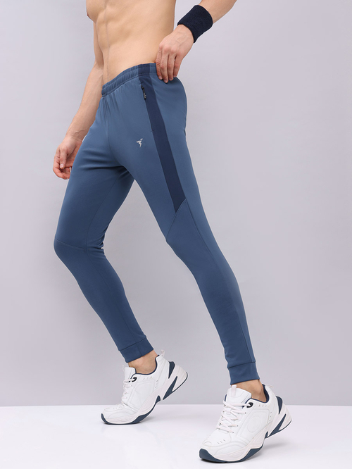 Buy Contrast Panel Quick Dry Track Pants Medium Blue For Men Styli Saudi