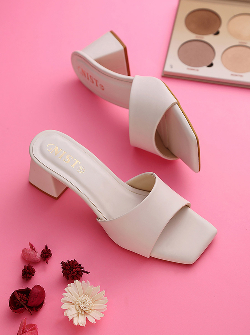 Buy Chunky Block Heel Sandals White For Women Styli Saudi