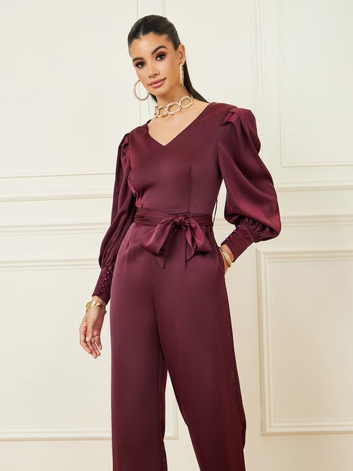 Satin wide leg jumpsuit cheap