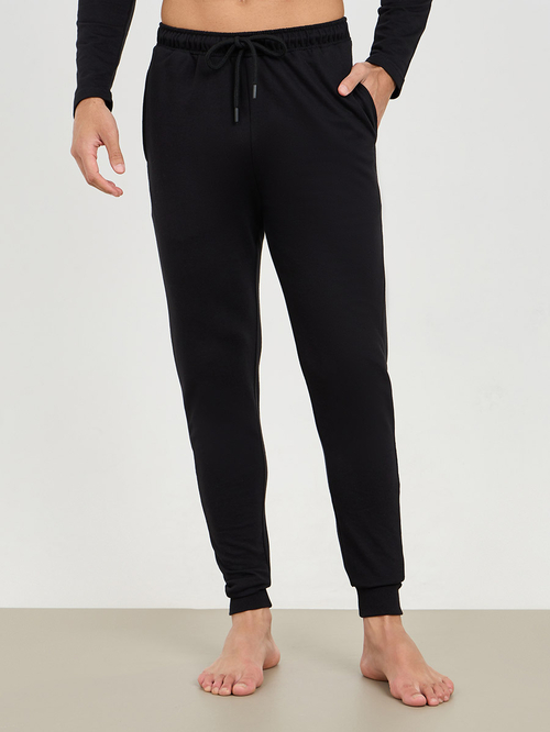 Buy Terry Long Sleeve T Shirt and Slim Fit Cuffed Pyjama Set Black For Men Styli Saudi