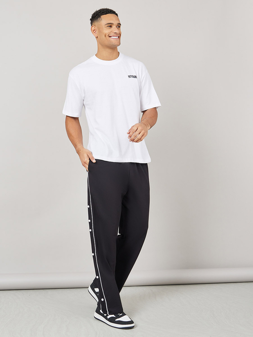 Contrast panel popper wide leg joggers sale