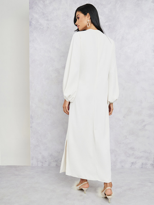 White maxi shift dress top
