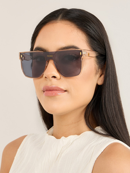 Buy Transparent Frame Square Sunglasses Blue For Women Styli UAE