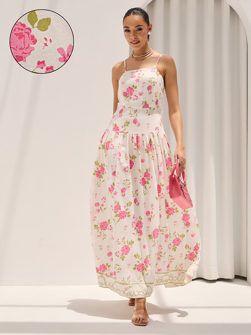 Buy Floral Print Strappy Tiered Maxi Dress Multi For Women Styli Saudi