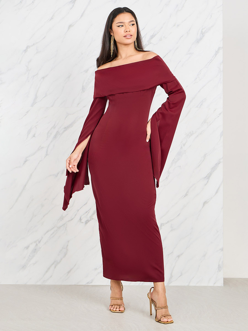 Shift maxi dress with sleeves top