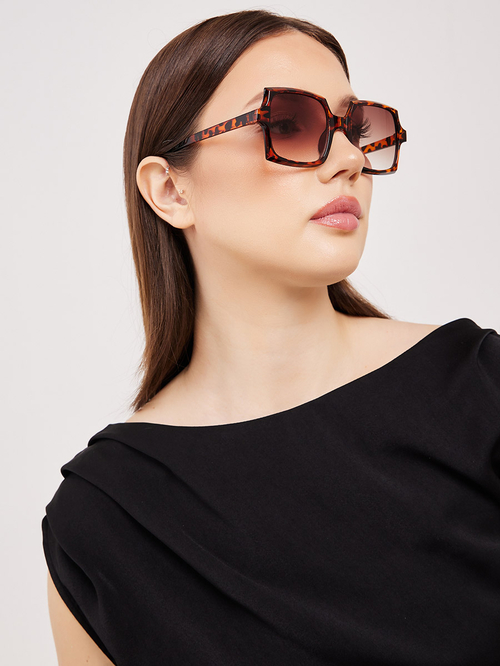 Buy Tortoise Frame Square Sunglasses Brown For Women Styli UAE