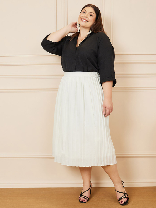 Cream plus size pleated skirt clearance