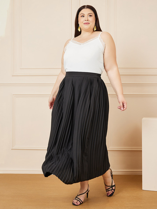 Plus size pleated maxi skirt clearance
