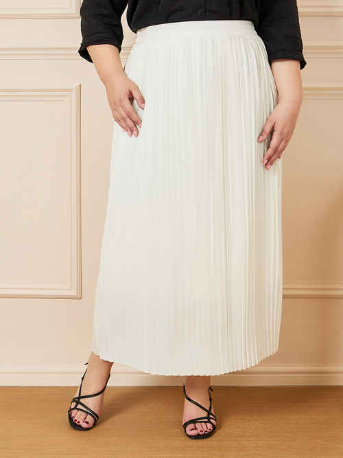 Buy Plus Pleated Maxi Skirt Cream For Women Styli Saudi