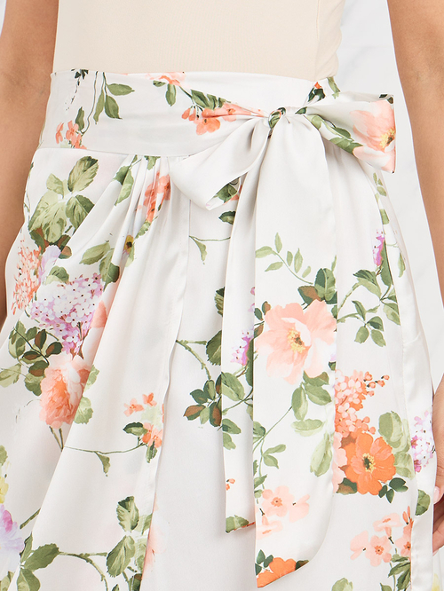 White floral print wrap skirt new arrivals