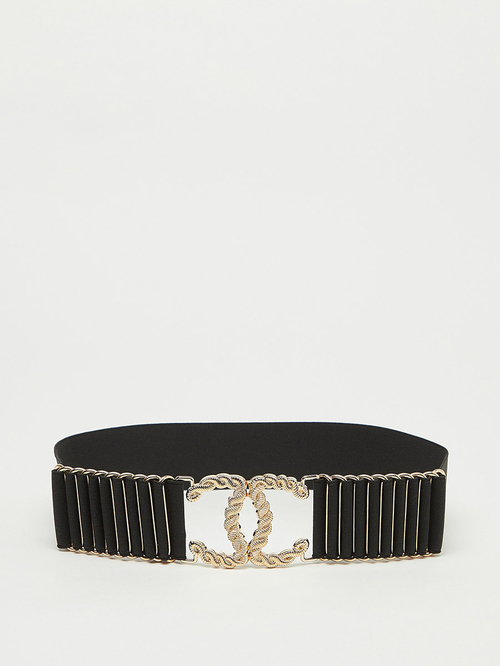 Buy Embellished Buckle Stretchable Waist Belt Black For Women Styli UAE