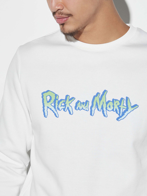 Buy Rick and Morty Graphic Print Sweatshirt White For Men Styli Kuwait