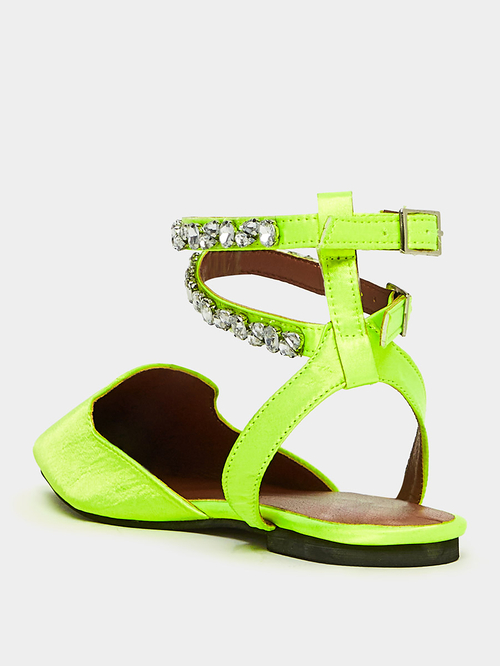 Neon green flat sandals best sale