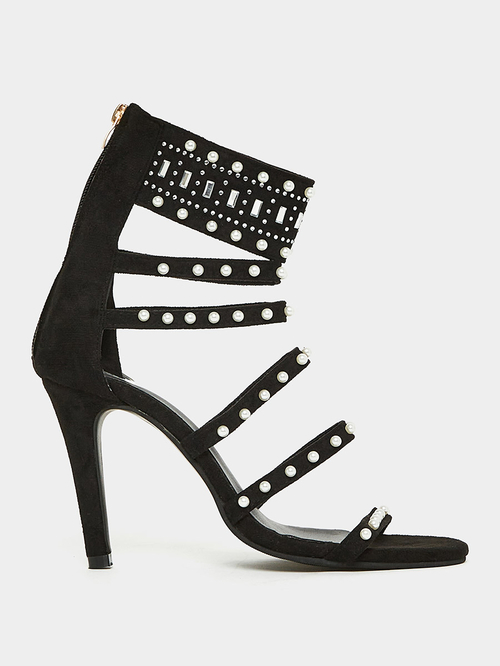 Buy Studded Multi Ankle Strap Stiletto Heel Sandal Black For Women Styli Saudi