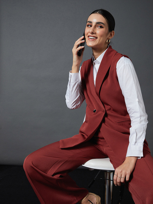 Longline red blazer outlet