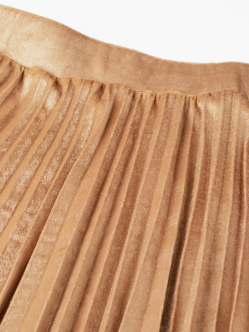 Gold pleated skirt knee length outlet