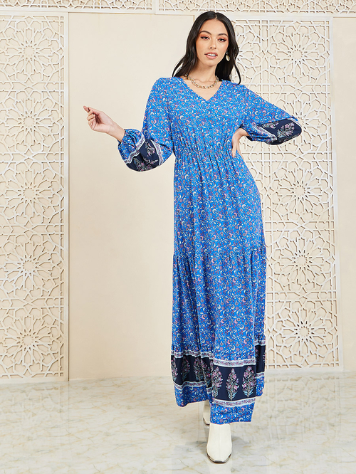Blue maxi floral dress on sale