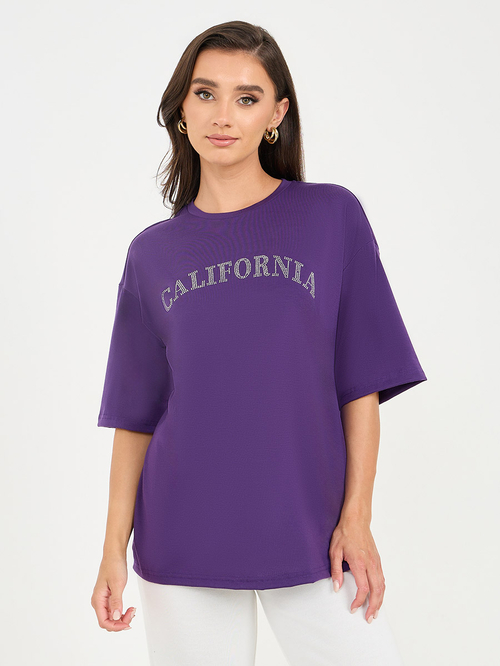 Violet Oversized T-shirt with varsity print - Buy Online