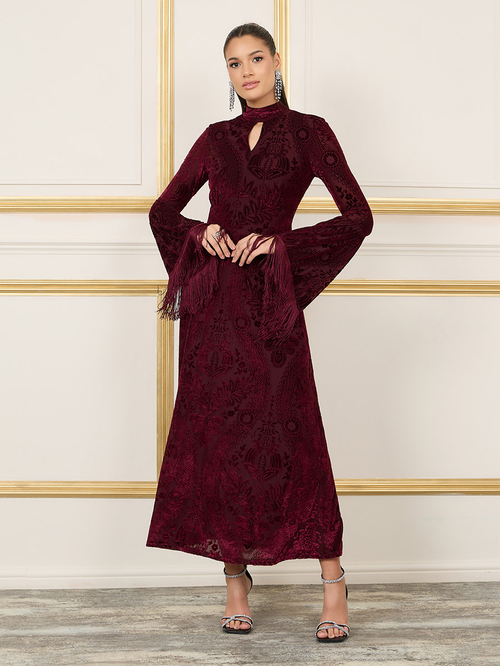 Maroon boho dress top