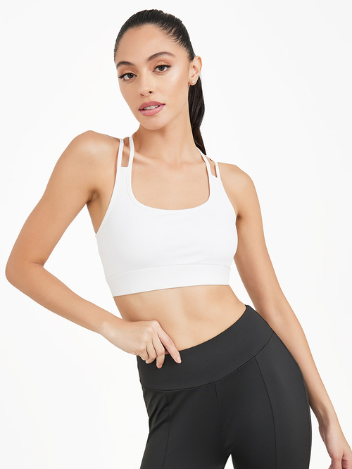 Buy Pack of 3 Boxy Fit Drop Shoulder Crop Top Multi Strap Sports Bra with Back Mesh Insert Solid Front Flit Pants Set Multi For Women Styli Saudi