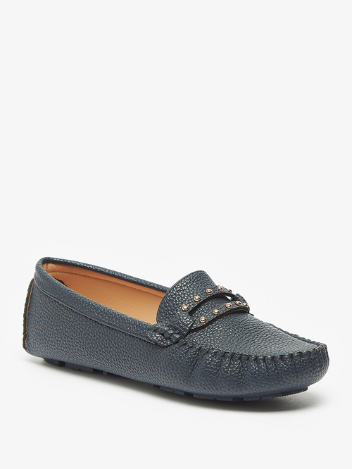 Buy Embellished Slip On Moccasins Navy Blue For Women Styli UAE
