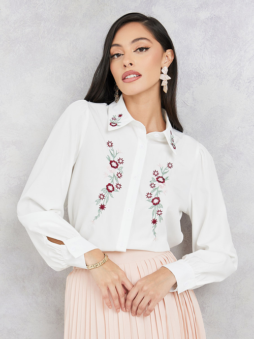 Embroidered shirt and skirt clearance