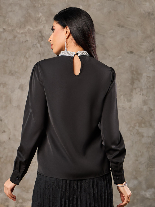 Long sleeve high neck blouse sales