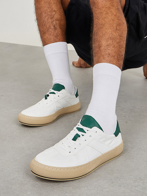 Buy Colorblock Minimalist Lace Up Skate Shoes White For Men Styli Saudi