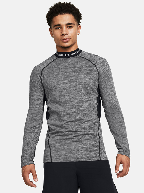 Buy ColdGear Twist Mock Long Sleeve T Shirt Grey For Men Styli Saudi