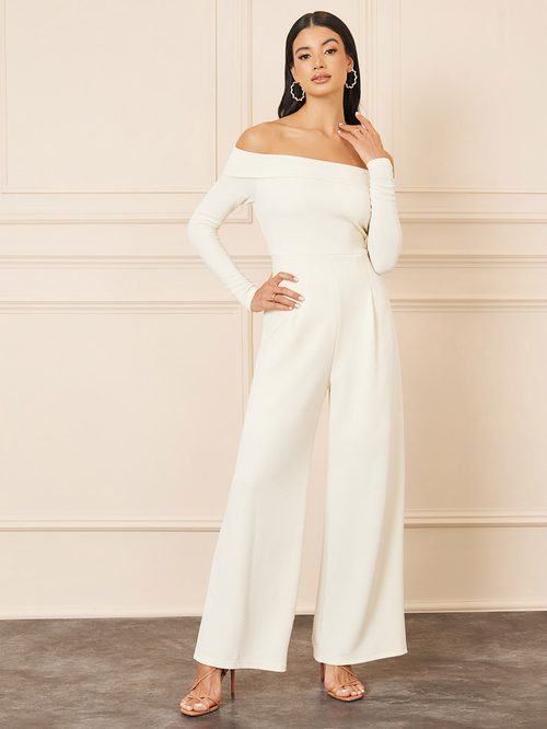 Cream wide leg jumpsuit sales