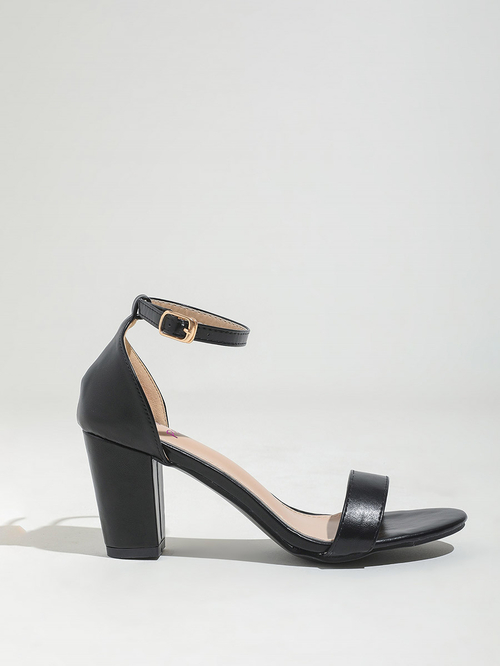Buy Ankle Strap Block Heel Sandals Black For Women Styli Saudi