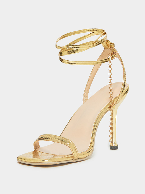 Gold strappy high heel sandals online