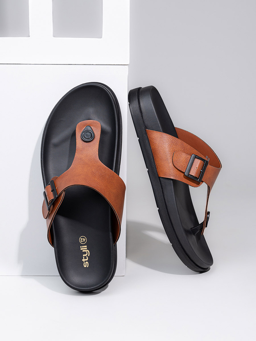 Buy Buckle Elevated Sole Comfort Sandals Tan For Default Category Styli Saudi